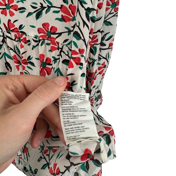 Stella Forest White Floral Blouse Sheer Button Front Womens FR 40 US Large - Picture 5 of 6